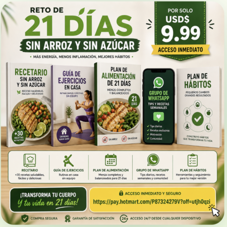120 Recetas para bajar de peso y desinflamar + Plan de alimentación de 21 días + Bonos